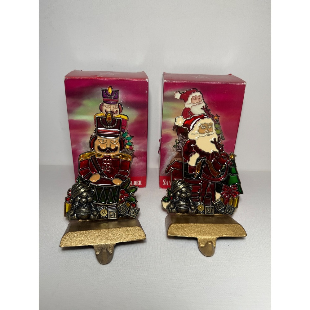 Vintage Macy & Co. All the Trimmings Santa and Toy Soldier Stocking Hangers Set